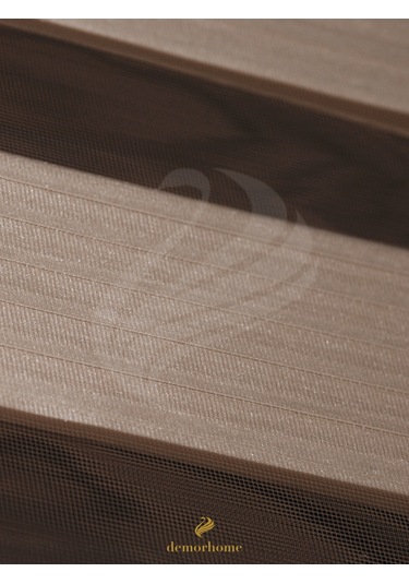 Br Demor Home Geniş Pliseli Latte Rengi Zebra Stor Güneşlik Perde Metal Kasa Latte Rengi