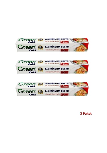 Green Cuki Alüminyum Folyo 30 CM x 10 M 3 Paket