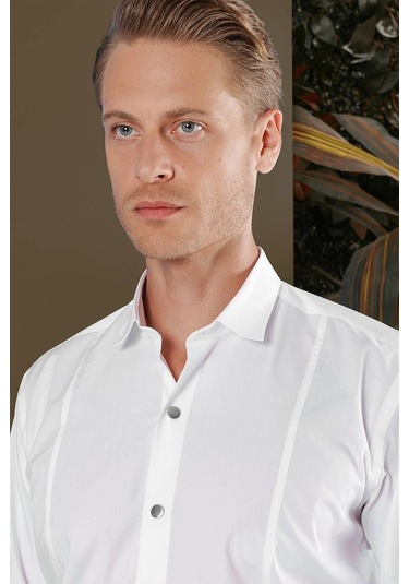 Gk 700 Slim Fit Beyaz Klasik Gömlek Beyaz