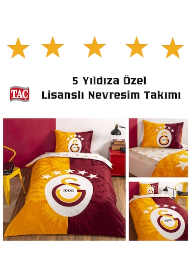 Taç Lisanslı Galatasaray 5.yıldız Tek Kişilik Pamuk Nevresim Tk