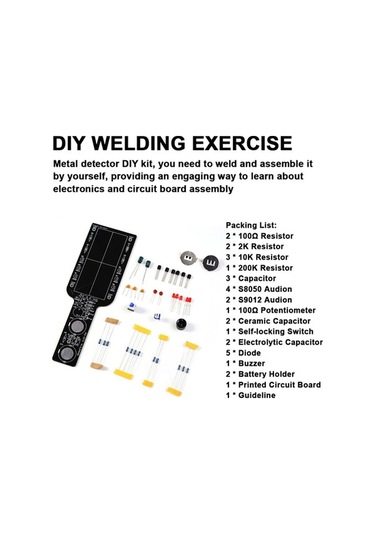 Pazly Basit Metal Dedektörü Yapım Kiti - Lehim Alıştırma & Devre Kartı Montajı Dıy Eğitim Seti