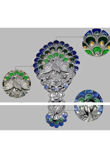 Ctbx Vintage Sap Peacock Tarak İki Parçalı Taşınabilir Makyaj Aynası Bakır