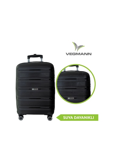 Vegmann Polipropilen Pp Atlas Siyah Orta Boy Valiz Siyah