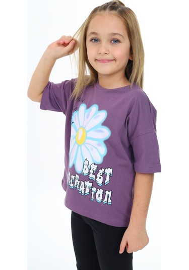 Toontoy Kids Toontoy Kız Çocuk Baskılı Tişört Mor
