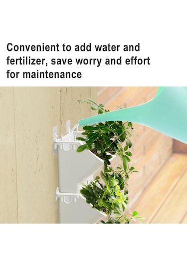 Sones İç Dekorasyon Bitki Duvar Saksı Oturma Odası Balkon Dikey Yeşil Dikim Kutusu Stereo Kombinasyon Duvar Askılı Saksı, Boyut: 24x14x57 Cm Beyaz