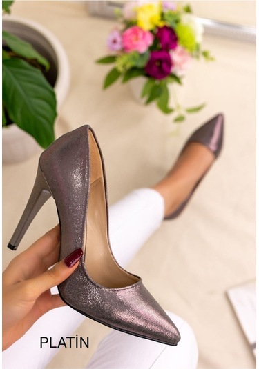 Asya Kadın İnce Topuklu Stiletto Ayakkabı PLATIN