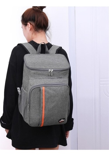 Fastbuy Gri 18l Sızdırmaz Yemek Sırt Çantası - Termal Piknik Çantası Gri