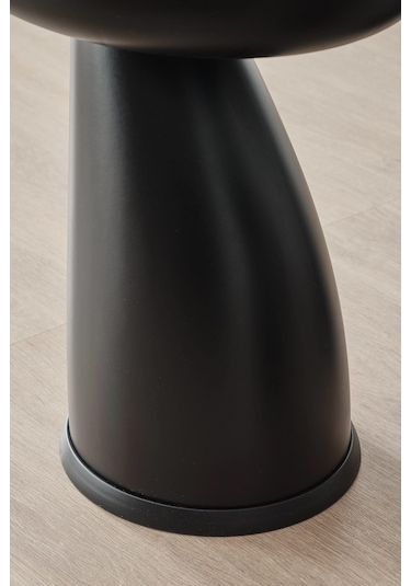 Altınaks Mobilya Elips Sehpa,tekli Sehpa,yan Sehpa,zigon Sehpa - Siyah Renk Gövde & Siyah Mermer Desenli Tabla