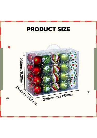 Suntek Ev Kutlamaları İçin 40 Adet Yılbaşı Topu, Dekoratif Paket 29,6x11,8x23,6 Cm