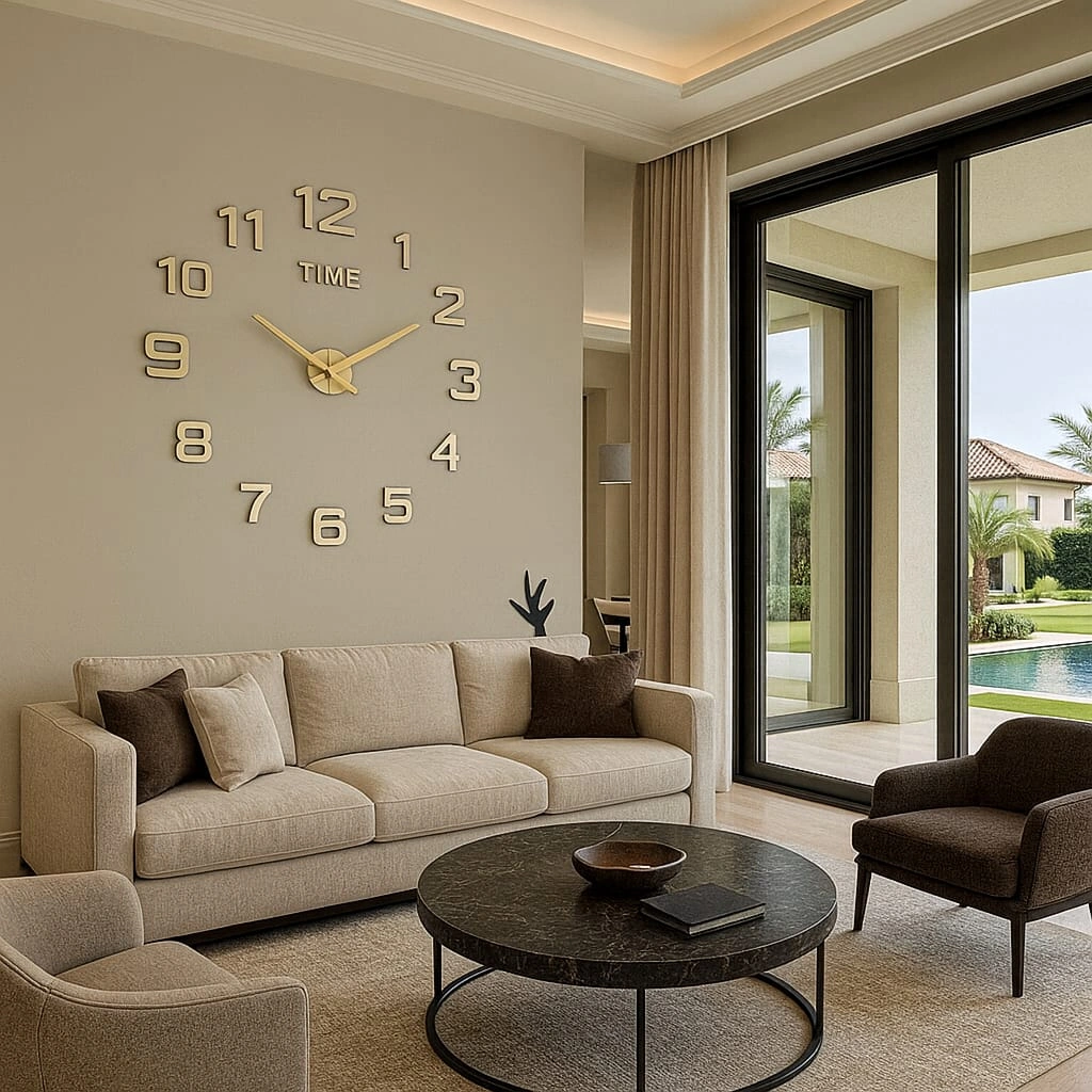 Numa Concept Duvar Saati Büyük 3D Türkçe Rakamlı Gold Altın