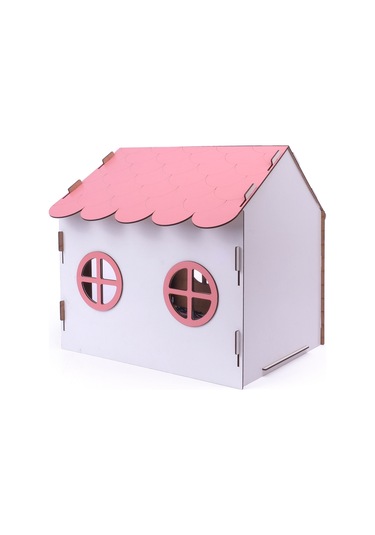 Ahşap Özel İsim Baskılı Dekoratif Kedi Evi-kulübesi, Kediler İçin Kulübe, Kedi Kulübesi Beyaz-pembe