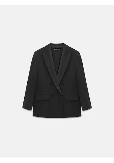 Dilvin 60784 Kruvaze Blazer Ceket-siyah Siyah