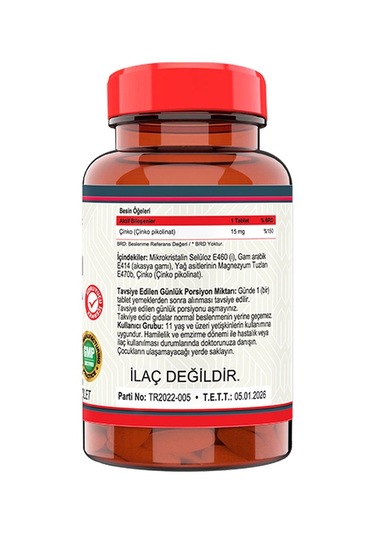 Nevfix Zinc Çinko Pikolinat 15 Mg 120   Tablet