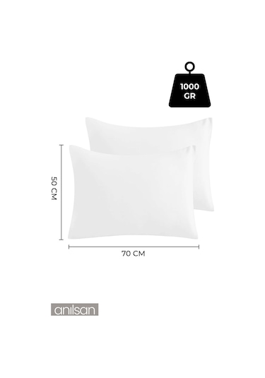 4'lü Mikrofiber Antialerjik Yastık - 1000gr, 50x70cm, Boncuk Silikon Dolgulu Beyaz