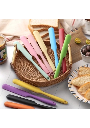 Trendooze Gaojunshop01 Mavi 1 Adet Silikon Kavanoz İçin Yapışmaz Spatula Isıya Dayanıklı Gıda Uyumlu Mavi Mavi