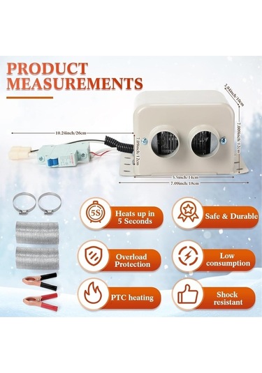 Wondernest 2025 Yükseltmesi Taşınabilir Ön Lichen Isıtıcı Delikli Cam Buz Araba 800w 12v Vv Hızlı Isıtma Fonksiyonu Siyah