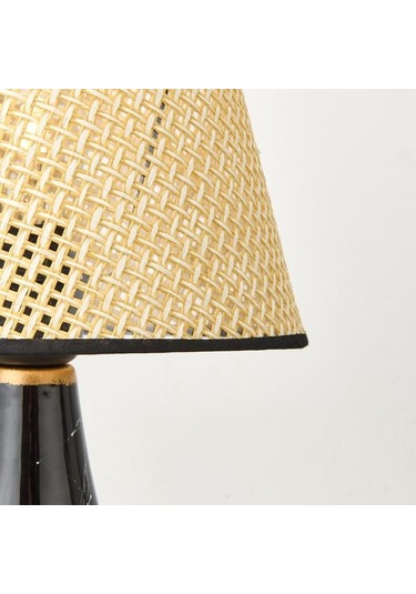 Nisa Luce Konik Seramik Abajur - Siyah / Krem - 37x20x20 Cm Siyah / Krem Krem - Siyah