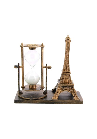 Retro Eyfel Kulesi Ve Kum Saati Dekoratif Ahşap Görünümlü Masa Biblosu