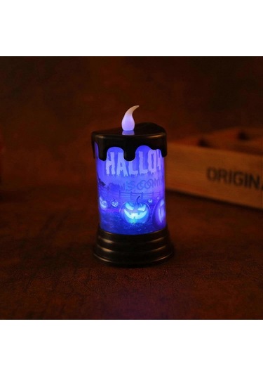 Cadılar Bayramı Mumları Cadılar Bayramı Alevsiz Mumları - Pil İle Çalışan Gerçek Balmumu Led Sütun Mumlar, Kale, Cadı Ve Çıkartma Mumlarla Sıcak Işık Çok Renkli