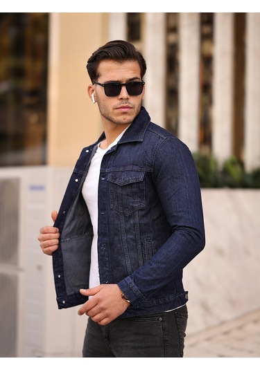 Lacivert Renk Düğmeli Kot Ceket Koyu Lacivert -556745856- Koyu Lacivert