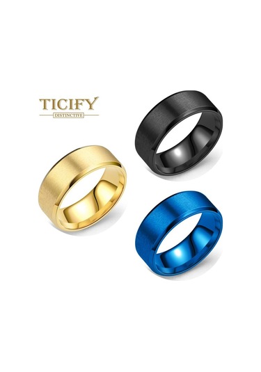 Çok Renkli Dikili Eğik Fırçalama Titanyum Çelik Yüzük Erkek Çift Yüzük Gandal Takı Çok Renkli