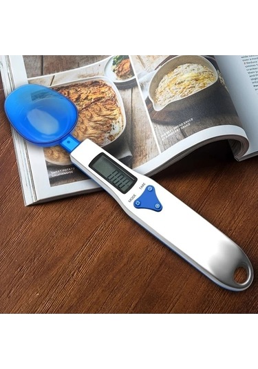 Fastbuy Dijital Baharat Tartısı Akıllı Kaşık S7 Mavi, 0-500g Ölçüm, 3 Kaşık Seti -