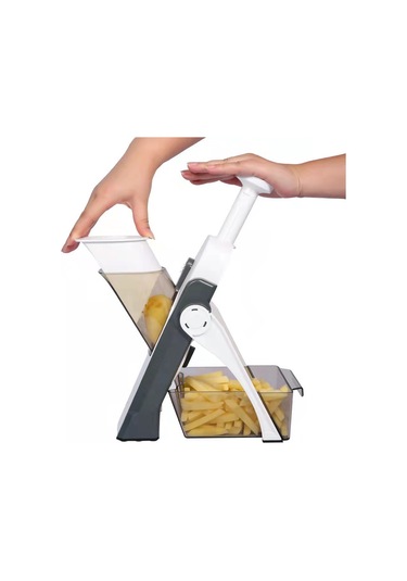 Geeroyoo Ev Mutfağı İçin Ayarlanabilir Çok Fonksiyonlu Sebze-kuru Meyve Kesici, 8 Seviyeli Paslanmaz Çelik Rendesi, Gri Renk Gri