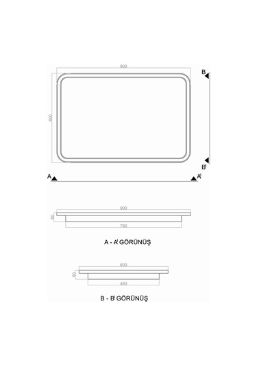 Tra54103 Eco 90X60 Cm Led Avize Plafonyer Basıs