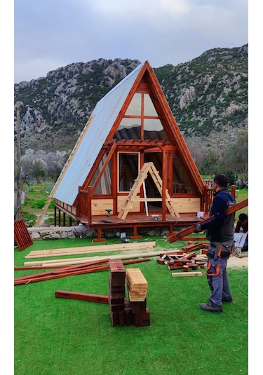 47M2 Üçgen Ahşap Bungalov Masifev Stella 47