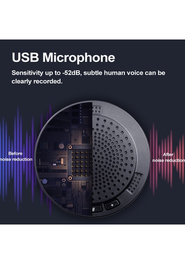 Wezone Usb Tüm Yönlü Mikrofon - Konferans, Oyun Ve Canlı Yayın İçin Gürültü Azaltma, Tek Tuşlu Sessiz Mod, Plug & Play