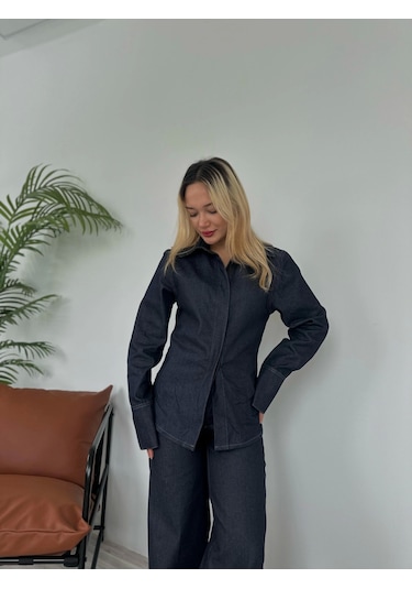 Keymoda Kadın Denim Gömlek Mavi Mavi