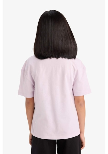 Defacto Kız Çocuk Relax Fit Bisiklet Yaka Baskılı Kısa Kollu Tişört E0353a825smpn425 Pembe