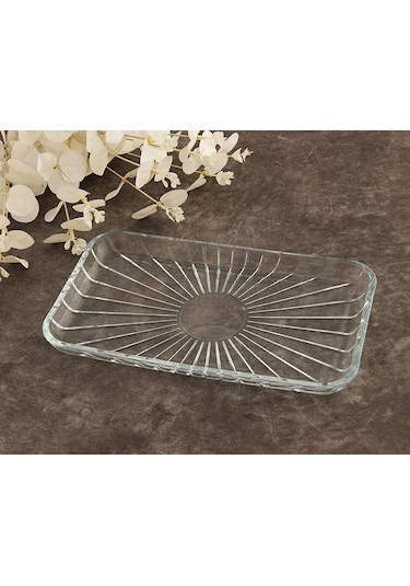 27 Cm Elegant Dikdörtgen Cam Servis Sunum Tabak 54883