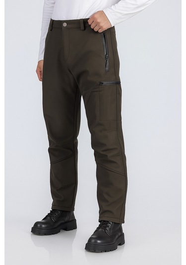 Erkek Suya Ve Rüzgara Dayanıklı Softshell Outdoor Pantolon Haki