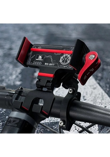Xuweiwei 360 Derece Dönebilir Bisiklet Telefon Tutucu Kırmızı Aksanlı Hızlı Çıkarılabilir Ayarlanabilir Red Stem Sabit Kelepçe -