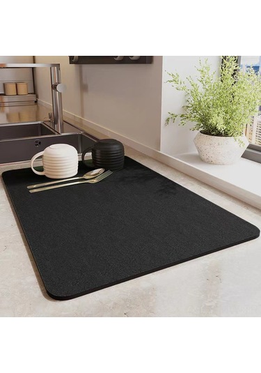 Moveevo Siyah Gümüşten Hamur Mutfak Lavabo Su Emici Matı - Isı Yalıtımı, 50x80 Cm - Kahve Makinesi, Masaüstü Kullanıma Uygun