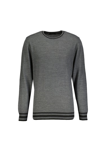 Finesuits Erkek Desenli Yünlü Kazak 2422201020.dsoyr Koyu Gri