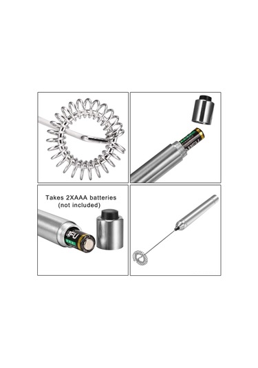 Qingmipy El Elektroniği Çelik Süt Köpürtücü Kahve Karıştırıcı Pil Dahil Değil Gümüş