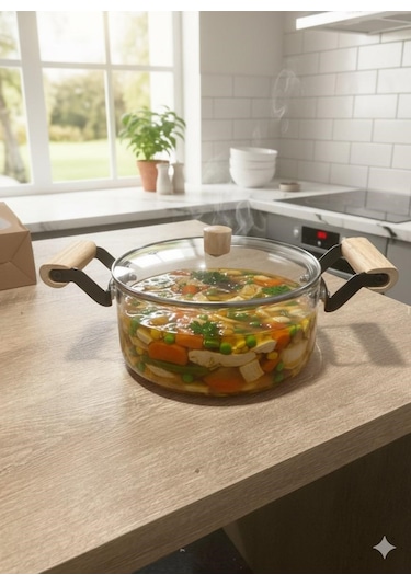 Morponi Chef Prime Borosilikat Cam Tencere 2500 Ml Şeffaf