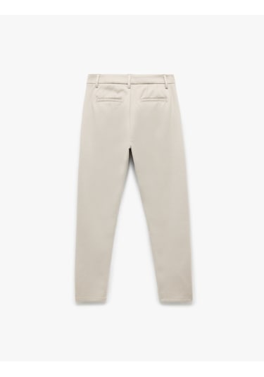 Koton Cep Detaylı Düğmeli Slim Fit Kumaş Pantolon Bej 6wam40005hk Ekru