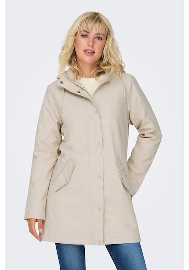 Only Kadın Onlsally Su İtici Özellikli Kapüşonlu Yağmurluk Mont 15206116 Bej Bej