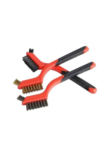 Tel Fırça Seti Pirinç Fırça Naylon Paslanmaz Çelik Kavisli Saplı Çizik Fırçası Pas Temizleme İçin, 115g