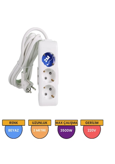 Viko 90113302 Multi-Let Topraklı Çocuk Korumalı Grup Priz 3'lü 2 M Beyaz