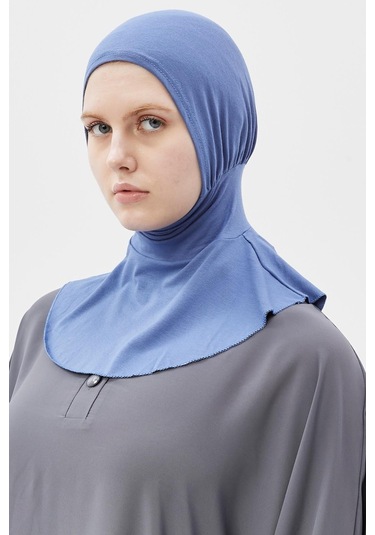 Kadın Tesettür Pratik Boyunluklu Hijab - Sporcu Bone Açık Kot Açık Mavi