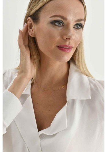 Minamis Silver 925 Ayar Gümüş O Harfi Kadın Köprücük Kolye-2307