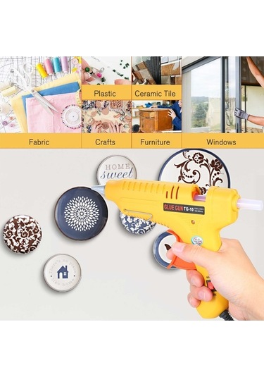 Pazly 60w/100w Ayarlı Ergonomik Sıcak Yapıştırıcı Tabancası Metal+abs Sarı Endüstriyel & Ev Kullanımı 19,5x16,5x3cm