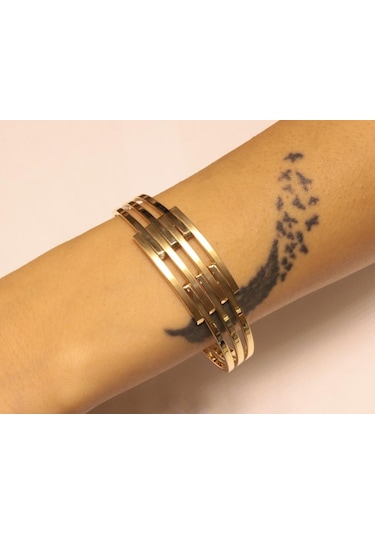 Altın Kaburga Kelepçe Bilezik Sarı Sarı Altın