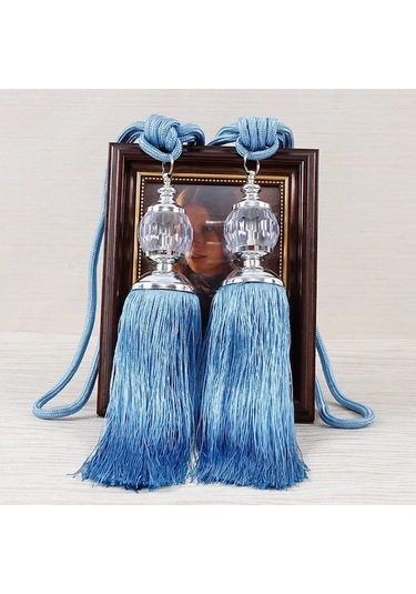 Ebitda 2 Adet 66cm Perde Bağı Püskül Seti - Plastik & Polyester - Kullanışlı Perde Askı Seti