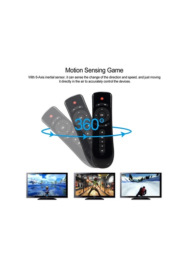 Vkemall 2.4g Kablosuz Uçak Fare Kumanda, 6-axis Jiroskop, 15 Tuş, Akıllı Tv/android Kutusu Uyumlu, Plug & Play Pil Yok