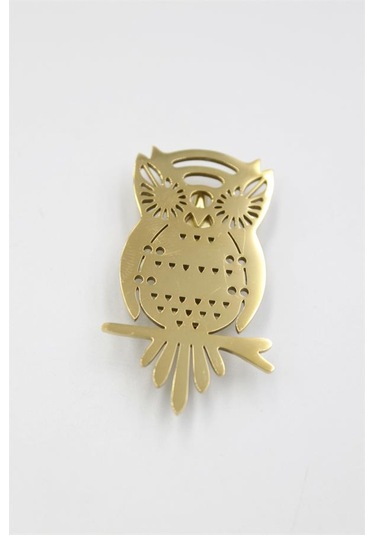 Çelik Baykuş Broş - Altın Gümüş Rengi